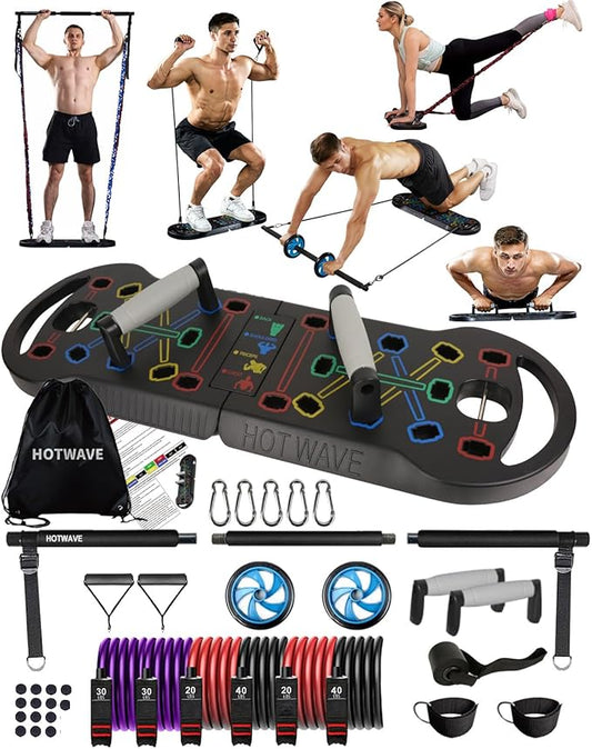 HOTWAVE Portable Exercise Equipment with 16 Gym Accessories.20 1 Push
