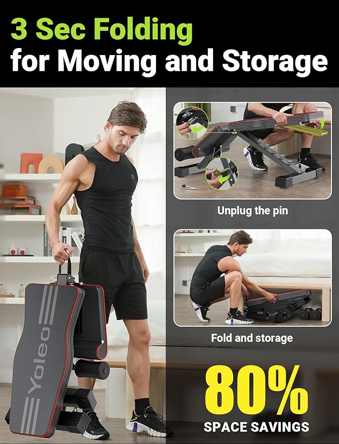 Yoleo Adjustable Weight Bench for Full Body Workout;