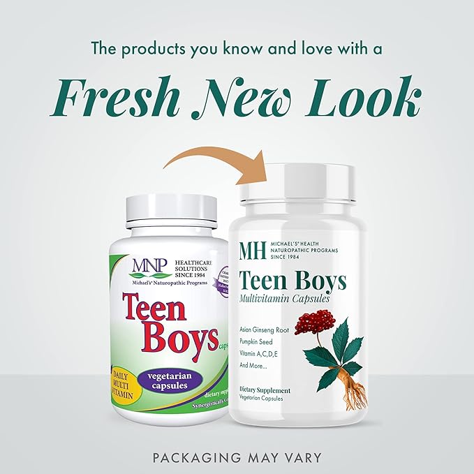MICHAEL'S Health Naturopathic Programs Teen Boys - 60 Vegetarian Capsules - Daily Multivitamin Supplement - Kosher - 30 Servings
