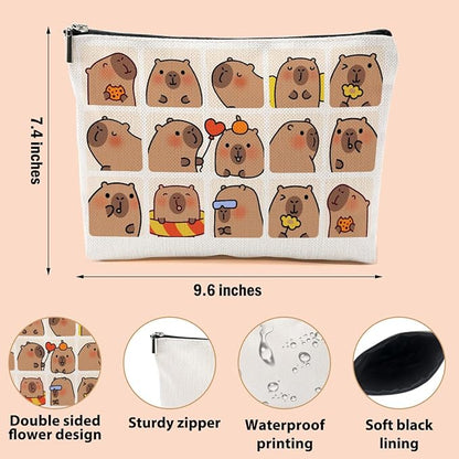 Cute Capybara Makeup Bag, Capybara Gifts for Women, Capybara Lovers Cosmetic Bag Travel Organizer Bags Makeup Pouch, Capybara Stuff Animal Lovers Gifts for Girls Nurse Christmas birthday Gifts