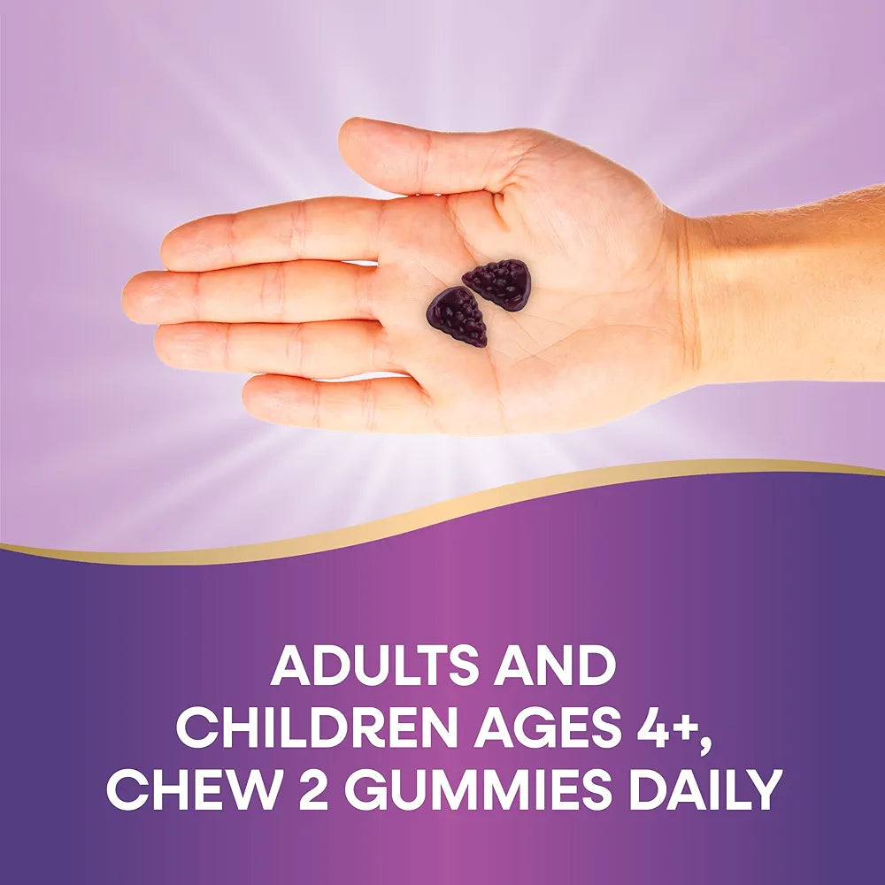 Nature’s Way Sambucus Elderberry Immune Support Gummies for Kids & Adults* with Black Elderberry Extract, Vitamin C, Vitamin D3, and Zinc, 60 Gummies