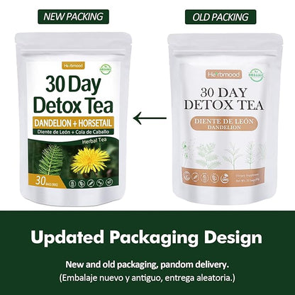 Te de Diente de Leon 30 Day Detox Tea, Herbmood Natural Herbs Tea Bags, Te Para Bajar de Peso Rapido y Efectivo y Seguro para Mujer y Hombres, Ademas de Desinflamar el Vientre y el Estomago,