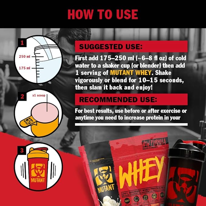 Mutant Whey – 100% Whey Protein Powder Shake, Gourmet Taste, 22g of Protein, Fast Absorbing, Easy Digesting, 5lbs - Triple Chocolate