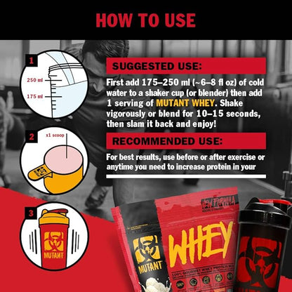 Mutant Whey – 100% Whey Protein Powder Shake, Gourmet Taste, 22g of Protein, Fast Absorbing, Easy Digesting, 5lbs - Triple Chocolate