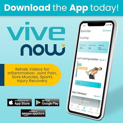 Vive Kinesiology Tape (105 Feet) - Therapeutic Athletic Support Tape - Uncut Kensio Roll - Muscle and Joint Recovery for Shoulder, Back, Knee, Elbow and Ankle Pain Relief - Waterproof for Sports