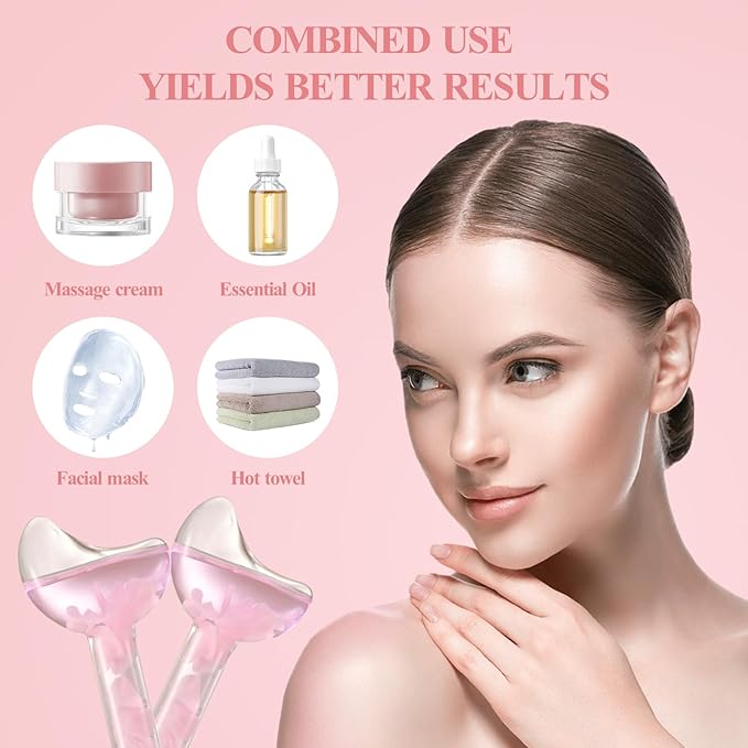 Ice Globes - Tighten Skin and Reduce Puffiness, Facial Cold or Hot Skin Massagers, Enhance Circulation for Face (Pink)