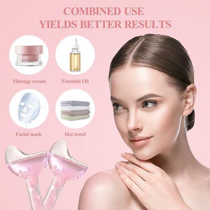 Ice Globes - Tighten Skin and Reduce Puffiness, Facial Cold or Hot Skin Massagers, Enhance Circulation for Face (Pink)