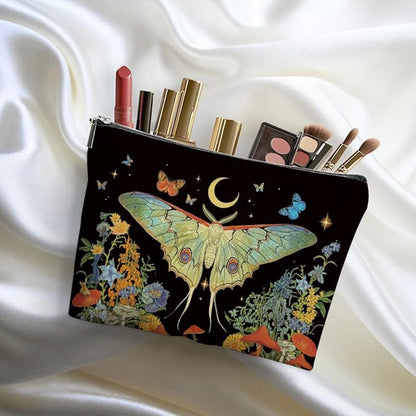Butterfly Makeup Bag Gothic Moth Blossom Cosmetic Bag Butterfly Gifts for Women Girls Friend Daughter Witchy Gifts Mystical Travel Organizer Zipper Pouch Graduation Birthday Friendship Gifts