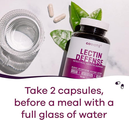 GOBIOTIX Lectin Defense - Lectin Blocker Supplement with MSM and Digestive Enzymes - Aids in Intestinal Health for Women and Men - Non-GMO + Gluten Free - 60 Capsules (1)