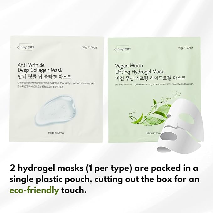 OHMYPURE Hydrogel Collagen Korean Face Mask Luxury Skin Care 2 EA (Duo Pack)