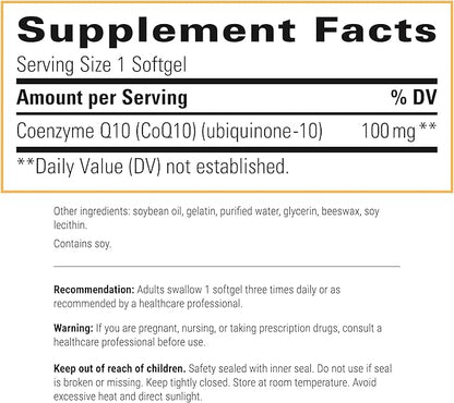 Integrative Therapeutics - CoQ10 (100mg) Coenzyme Q10 (Ubiquinone) Supplement - Supports Cardiovascular & Brain Health* - 60 Softgels