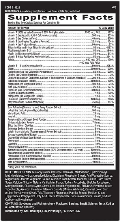 GNC Mega Men 50 Plus Multivitamin | Antioxidants | Heart Health | Prostate and Circulatory Support | 120 Count