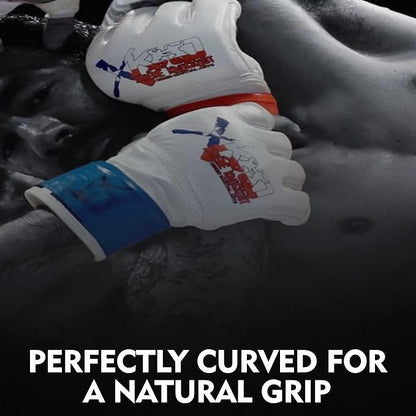 Extreme Knockout MMA Gloves - Cowhide Leather Open Palm Gloves for Men & Women, Martial Arts, Kickboxing, Muay Thai, Boxing, Sparring, Grappling, Punching Bag MMA