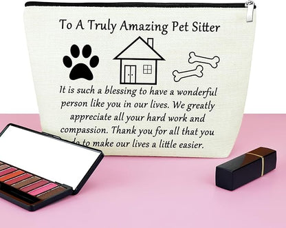 Mxrymvu Best Pet Sitter Gifts Makeup Bag Thank You Gifts for Pet Sitter Zipper Travel Pouch Dog Cosmetic Bag Dog Walker Birthday Christmas Retirement Present