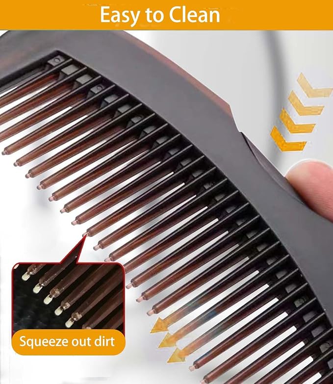 Dandruff Comb Fine Tooth Scalp Detox Comb Lice for Women, Men & Kids Stainless Steel Scalp Detoxing, Sweep & Massage Hair Brush Tool for Hair Care (Brown)