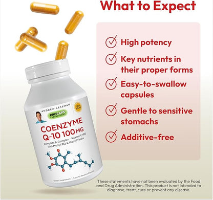 Andrew Lessman Coenzyme Q-10 100 mg 360 Capsules – Essential for Energy Production and Optimum Key Organ Function, Anti-Oxidant Support, Depleted by Aging, Plus B-Complex. Easy to Swallow Capsules