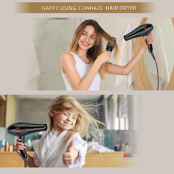 Hair Dryer Professional Ionic Salon Hair Dryer 2400W Powerful Fast-Drying Blue Light Ionic Hair Dryers with Diffuser, AC Motor Constant Temperature Quiet Ion Dryers for Women Men
