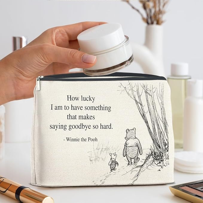 YeleY Pooh Bear Gifts for Women Girls, Leaving Gift for Women Girls Friends Sisters, Classic Pooh Bear Makeup Bag Cosmetic Bag Purse