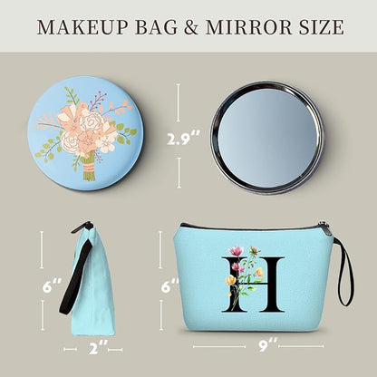SEAMOON Birthday Inspirational Bridesmaid Proposal Team Small Gifts for Women Mom Aunt Teacher Sister Coworkers Makeup Cosmetic Bag Travel with Mirror Mothers Day Christmas Graduation H