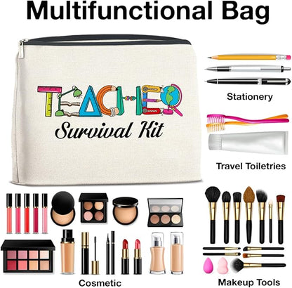 Teacher Survival Kit Makeup Bag Teacher Gifts for Women, Gifts for Teachers Zipper Makeup Pouch
