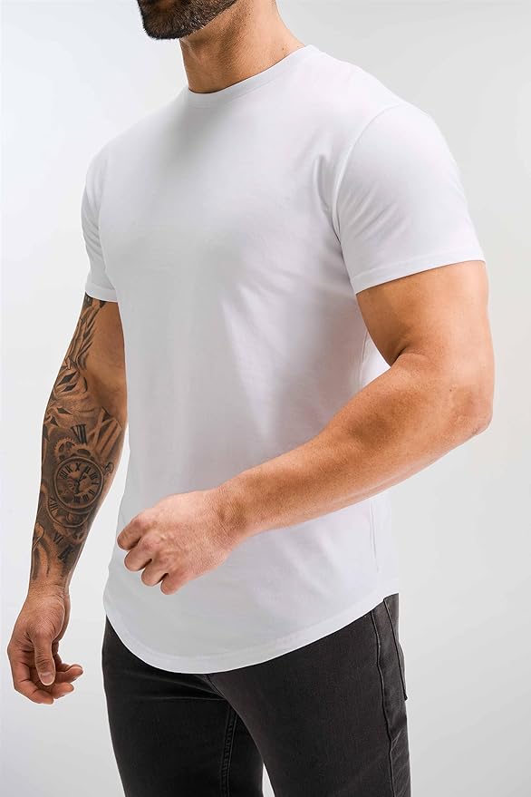 GYM REVOLUTION Men's 5 Pack Workout Gym Hipster Curved Hem Muscle Fitness Hip Hop T Shirts