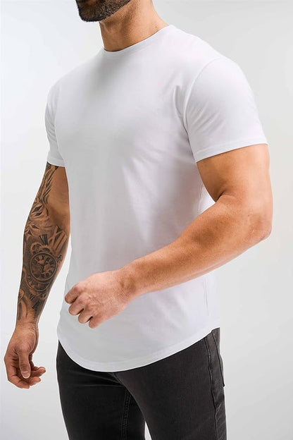 GYM REVOLUTION Men's 5 Pack Workout Gym Hipster Curved Hem Muscle Fitness Hip Hop T Shirts