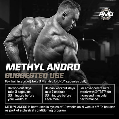PMD Methyl Andro Hardcore - Support Testosterone for Lean Muscle & Strength Gains-Weightlifting and Workout Performance- Dietary Supplement (90 Capsules)