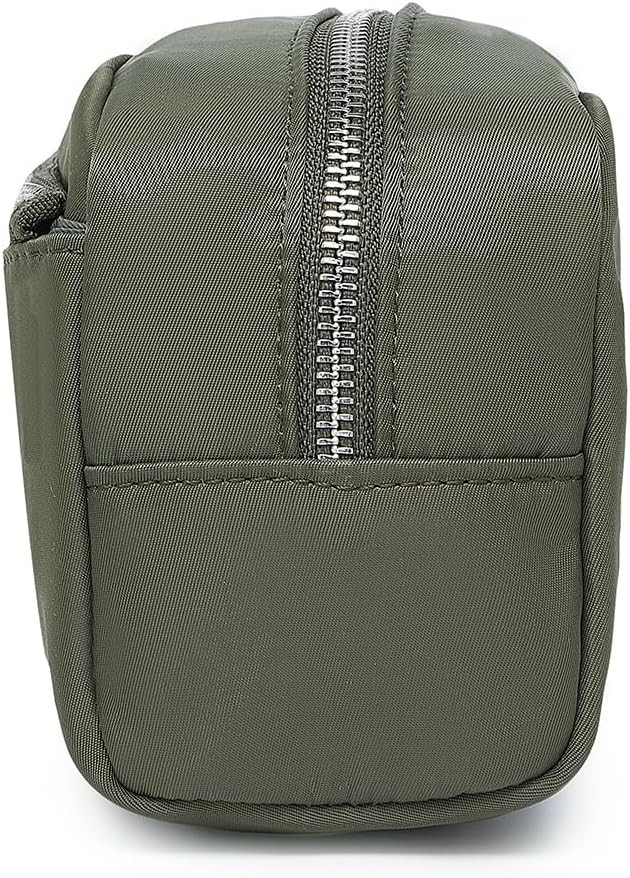Nylon Female cosmetic bags Canvas toiletry bags Wash bags with large capacity Simple design (Nylon/Army Green)