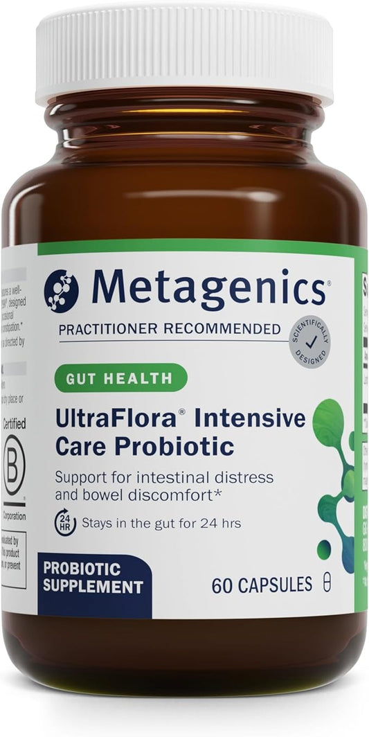 Metagenics UltraFlora Intensive Care Probiotic - Probiotic for Digestive Health* - for Occasional Irritation & Bowel Discomfort* - Immune Support* - Non-GMO & Gluten-Free - 60 Capsules