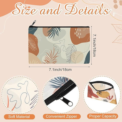 Reginary 20 Pieces Cosmetic Bag for Women, Roomy Makeup Bags with Zipper Toiletry Bag Pouch Travel Accessory Organizer Gifts, 7 x 4.3 Inches (Boho Leaf)