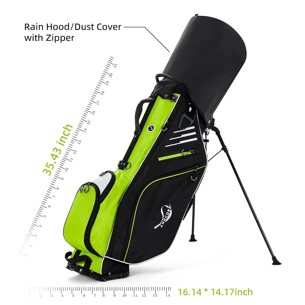 Golf Stand Bag 14 Way Top Dividers Full-Length with Stand, 8 Pockets, Cooler Pouch, Waterproof Golf Bag for Men, Dual Strap, Rain Hood