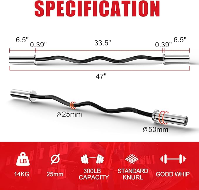 Olympic Barbell Curl Bar EZ Bar Strength Training