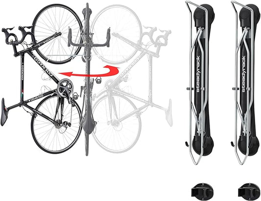 Steadyrack Bike Rack - Classic Vertical Wall Mount for Garage, East Lift Indoor Bike Storage Solution for Home, Bicycle Hangers for Garage Can Hold up to 77 lbs