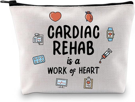 GJTIM Cardiac Rehab Gift Cardiologist Gift Cardiac Rehab Nurse Gift Cardiac Rehab Is A Work Of Heart Makeup Zipper Pouch (Cardiac Rehab Bag)