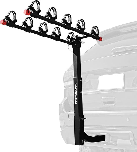 Retrospec Lenox 2-5 - Bike Hitch Rack for Cars, Trucks, SUVs with 2” Hitch | Foldable Steel Frame with Anti-Rattle Adapter, Tie Down Cradles and Straps - Fits Most Frames