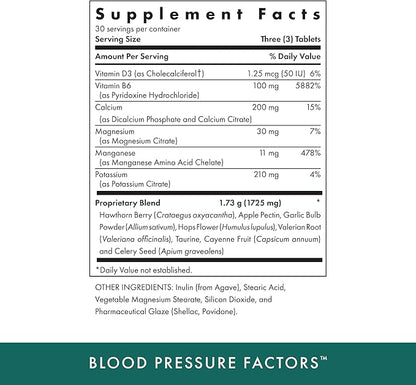 MICHAEL'S Health Naturopathic Programs Blood Pressure Factors - 90 Vegetarian Tablets - Provides Fluid Balance Support - Kosher - 30 Servings