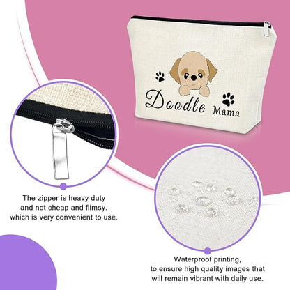 Sazuwu Doodle Mama Dog Lovers Makeup Bag - Gifts for Women, Dog Mom, Mothers Day & Christmas - Travel Pouch