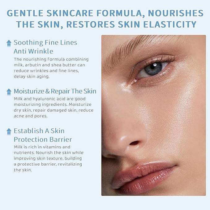 Skin Care Routine Set For Girls, Anti Aging Milk Skin Care Set With Cleanser, Serum, Cream, Eye Cream For Acne, Shrink Pores, Face Skincare Travel Kit With Hyaluronic Acid For Women, Daily Care