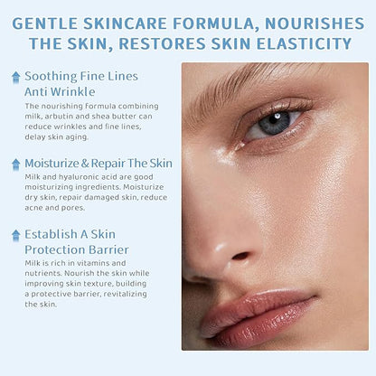 Skin Care Routine Set For Girls, Anti Aging Milk Skin Care Set With Cleanser, Serum, Cream, Eye Cream For Acne, Shrink Pores, Face Skincare Travel Kit With Hyaluronic Acid For Women, Daily Care