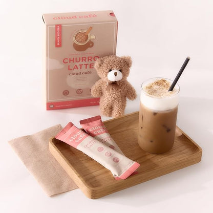 Collagen Infused Churro Latte Instant Coffee Packets - Vitamin B12, Marine Collagen, & Lions Mane Single Serve Instant Coffee (10 Sachets)