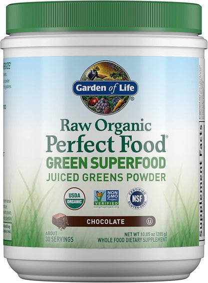 Garden of Life Raw Organic Perfect Food Green Superfood Juiced Greens Powder - Chocolate, 30 Servings (Packaging May Vary)
