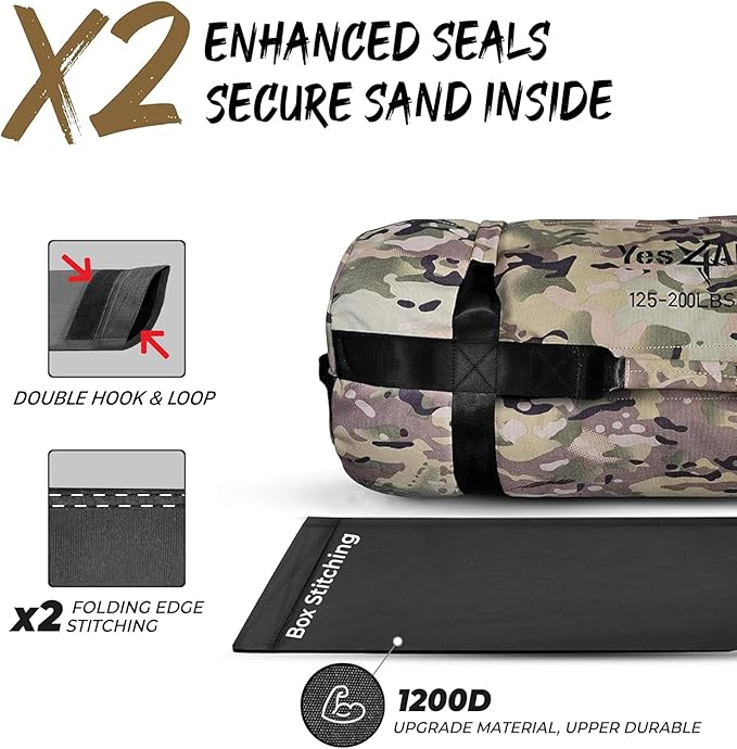 Yes4All Sandbags for Working Out, Adjustable Sand Bags for Weight Training with Handles, Multiple Colors & Sizes 5-200lbs