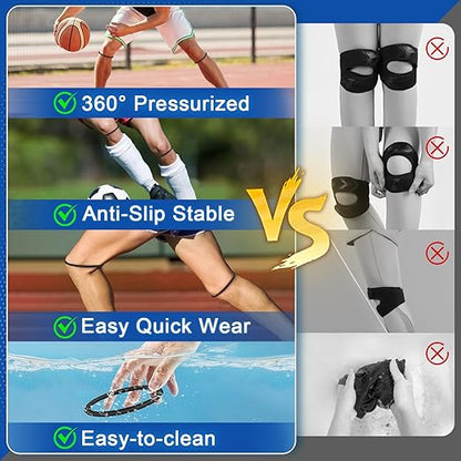 Patellar Bands Tendon Knee Strap 2PCS Knee Pain Relief & Patella Support Brace for Running, Basketball, Tennis, Hiking, Squats - Stabilizing Compression Band for Jumper's Knee, Soccer, Volleyball & Workouts(Black)