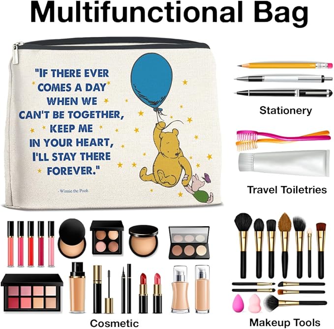 YeleY Friendship for Women Friends, Winnie the Pooh for Women Friends, Winnie the Pooh Makeup Bag for Teens Women Friends, Long Distance Friendship Gifts