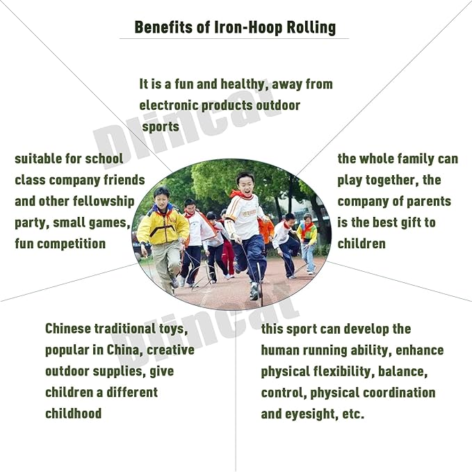 Iron-Hoop Rolling,Iron Ring Game,Stainless Steel Rolling Iron Ring,Adult (37CM)