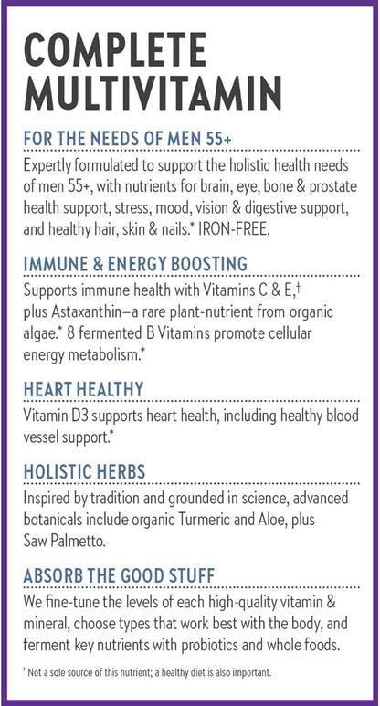 New Chapter Men's Multivitamin 50 Plus for Brain, Heart, Digestive, Prostate & Immune Support with 20+ Nutrients + Astaxanthin - Every Man's One Daily 55+, Gentle on The Stomach - 72 ct