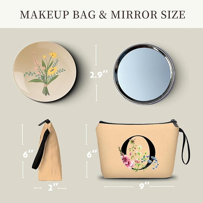 SEAMOON Happy Birthday Friendship Bridesmaid Team Gifts for Employees Women Mom Girl Daughter Teenage Personalized Make up Cosmetic Bag Travel with Mirror Mothers Day Christmas Graduation O