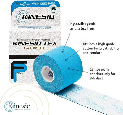 Kinesio Taping - Elastic Therapeutic Athletic Tape Tex Gold FP - Beige – 2 in. x 16.4 ft - 6 Pack