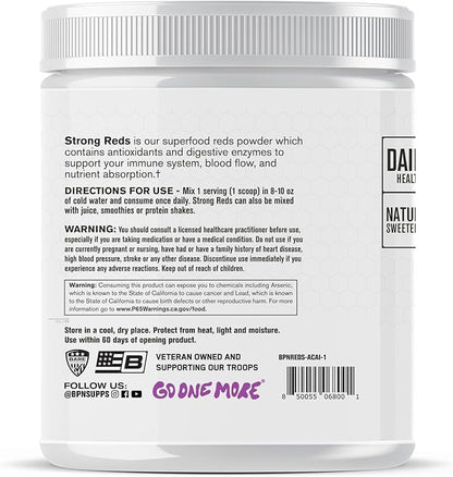 BARE PERFORMANCE NUTRITION, BPN Strong Reds Superfood Powder, Digestive Enzymes, Antioxidants, Improved Natural Energy, 30 Servings, Acai