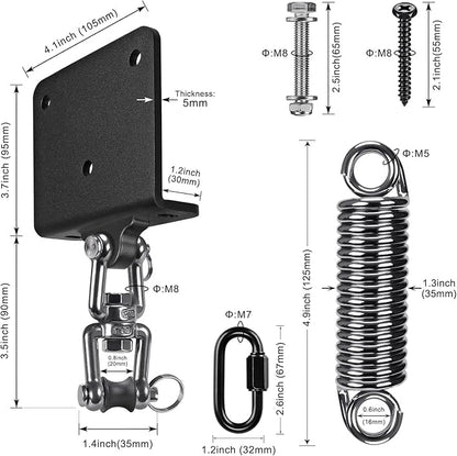 Punching Bag Hanger with Spring Beam Hanger Bracket with Stainless Steel Chain Punching Bag Hanging kit Boxing Bag Beam Mount 360° Swivel Hook for Hanging Heavy Bag, Muay Thai